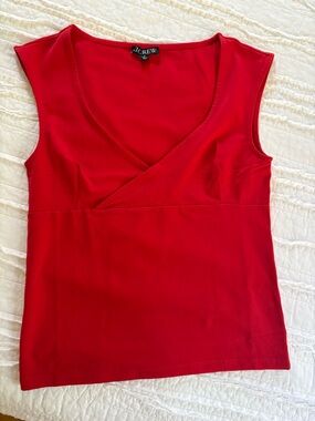 J. Crew Bright Red Sleeveless Crossover V-Neck Tank